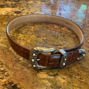 Brighton silver buckle small brown belt